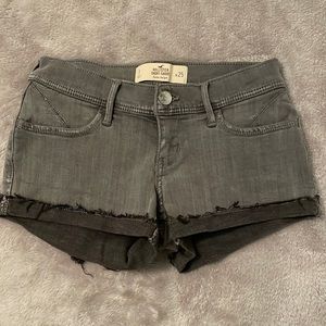 Black washed denim shorts